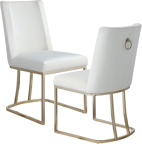 WOKER FURNITURE Juego de 2 sillas de comedor modernas, sillas de comedor de terciopelo, sillas de cocina con base de metal, sillas laterales sin