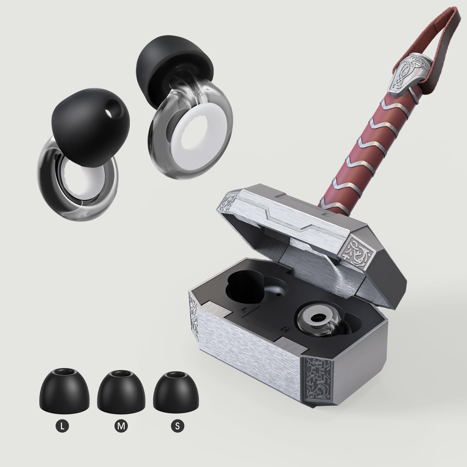 Kumiaor Thor Hammer Case Ear Plugs - Noise Cancelling for Concerts, Sleeping, Reusable Hearing Protection Gifts for Men