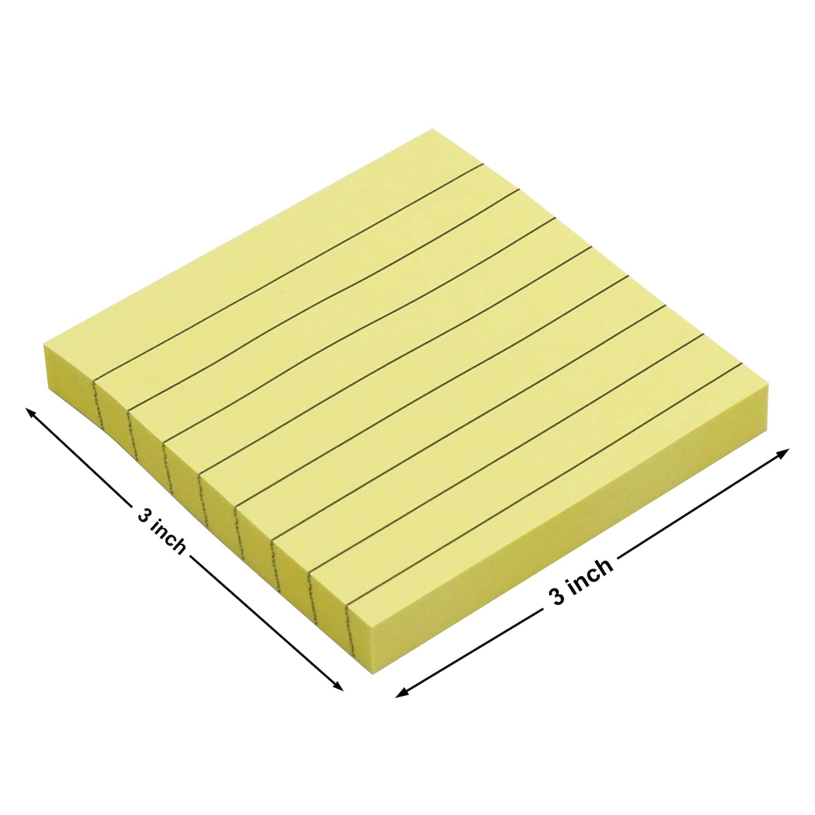 (8 bloc) notas adhesivas a rayas, 7.6 x 7.6 cm, notas autoadhesivas, fáciles de publicar para la escuela, oficina, cuaderno, blocs de color amarillo pastel/paquete