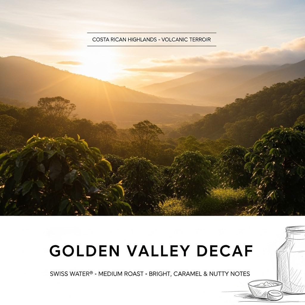 Montuno Coffee Golden Valley Swiss Water Decaf, Costa Rica Tarrazu, 1 Lb, (Whole Bean)