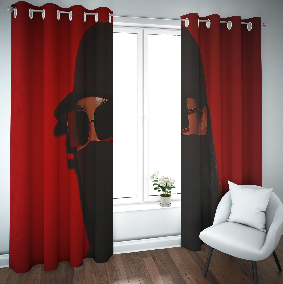 Rideaux occultants Portrait mystère design élégant B132xH245cm salon