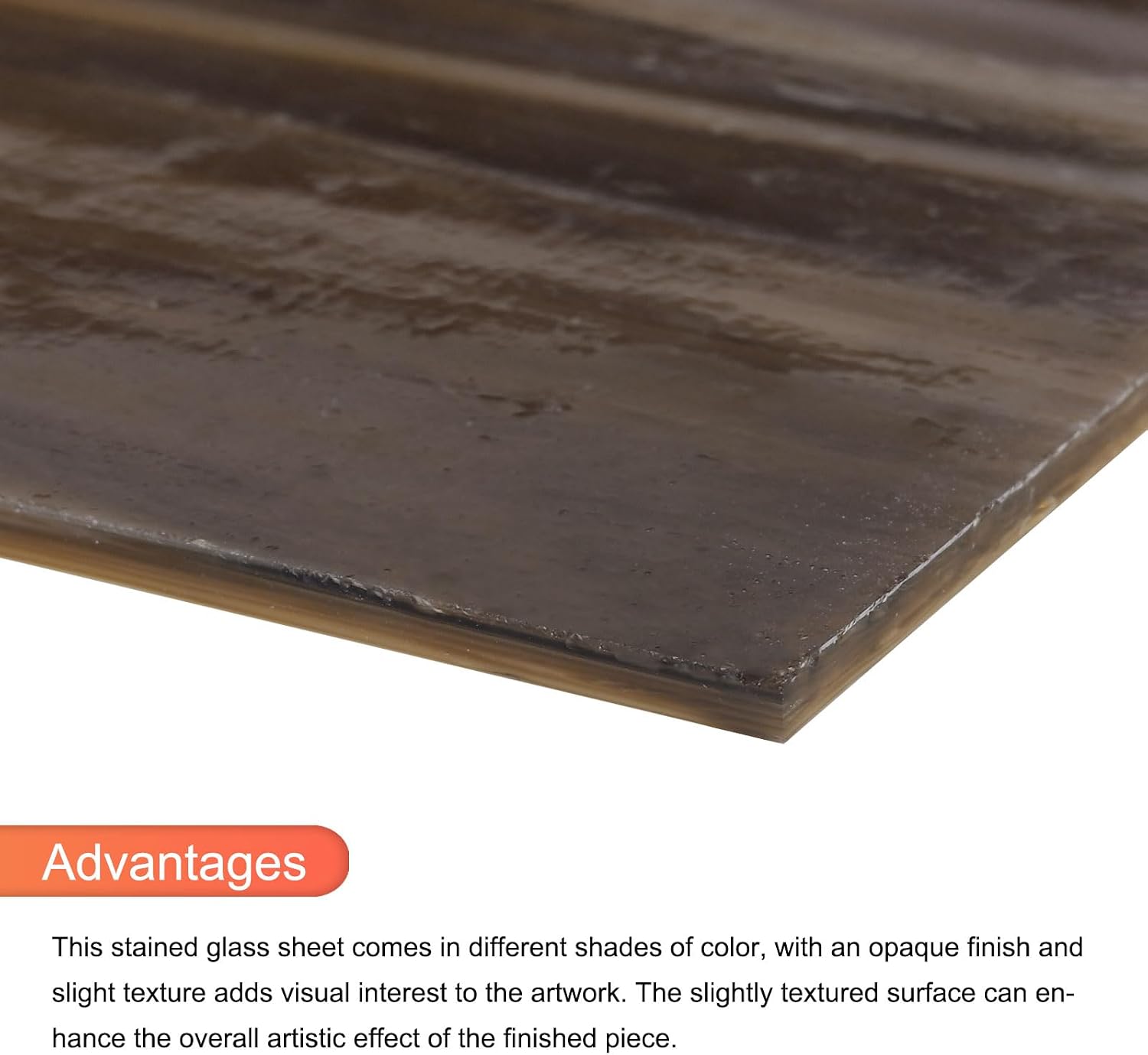 MECCANIXITY Stained Glass Sheet Mosaic Tile 7.9 Inch x 5.9 Inch Coffee Color Stained Glass Sheets for Crafts DIY Art Project