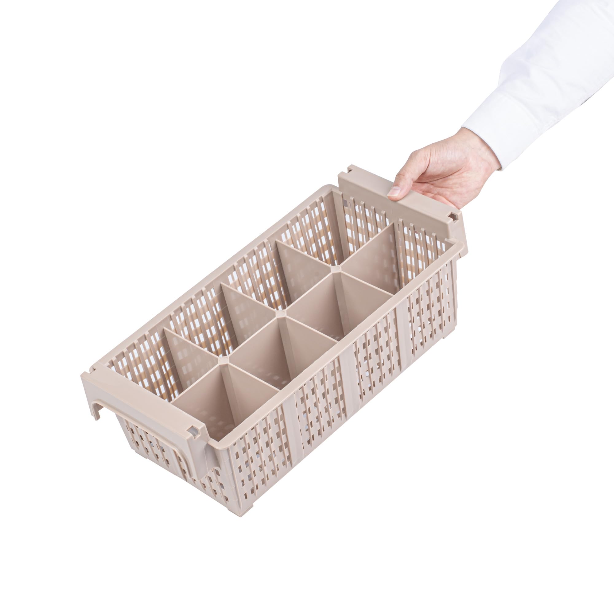 Restaurantware Clean Tek Égouttoir à vaisselle professionnel en polypropylène marron robuste avec 8 compartiments, porte-couverts durable pour restaurants, cuisines, cafétérias et plus encore