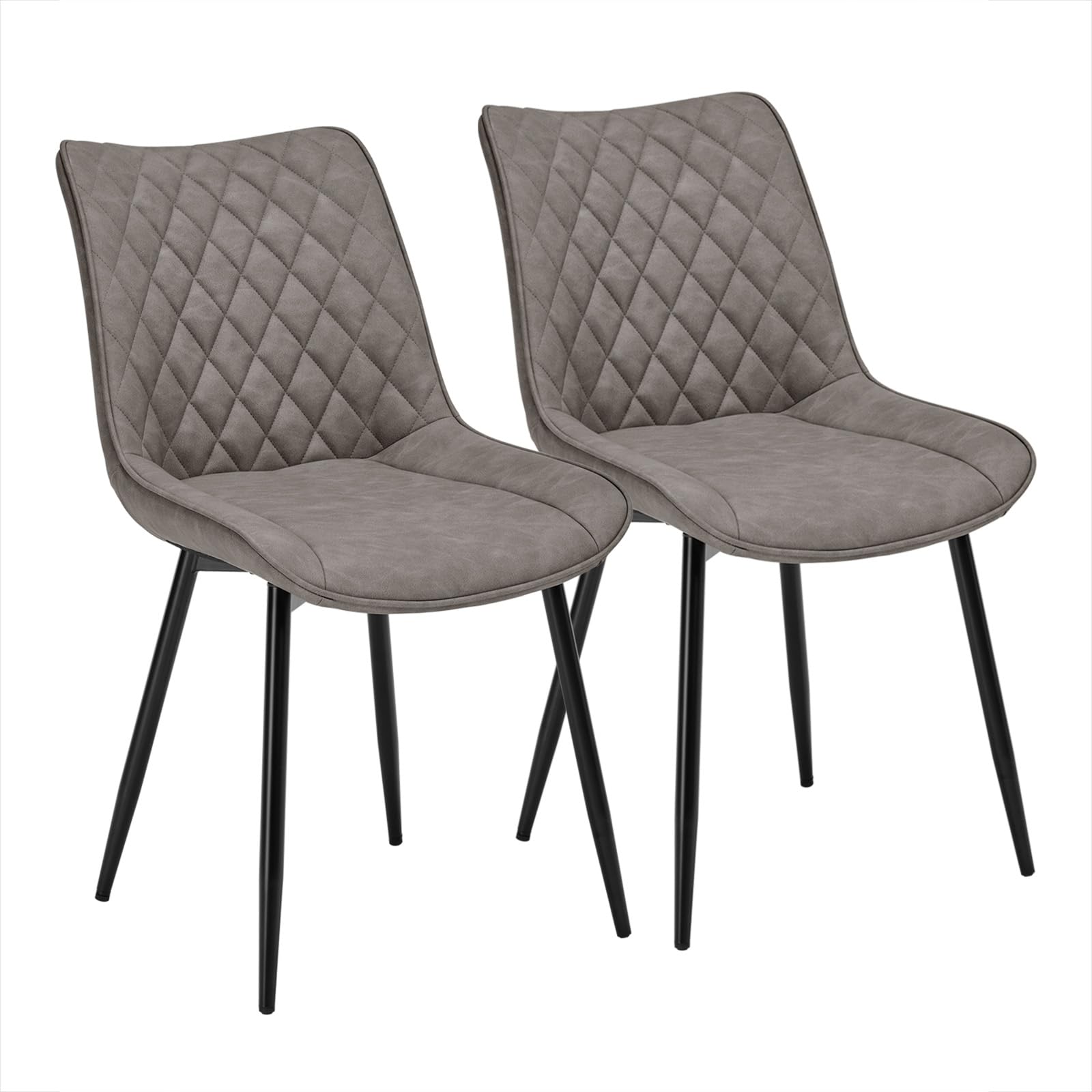 WOLTU Dining Chairs Set of 2 pcs Counter Kitchen Chairs Lounge Leisure Living Room Corner Chairs Dark Grey Leatherette Reception Chairs with Backrest and Padded Seat
