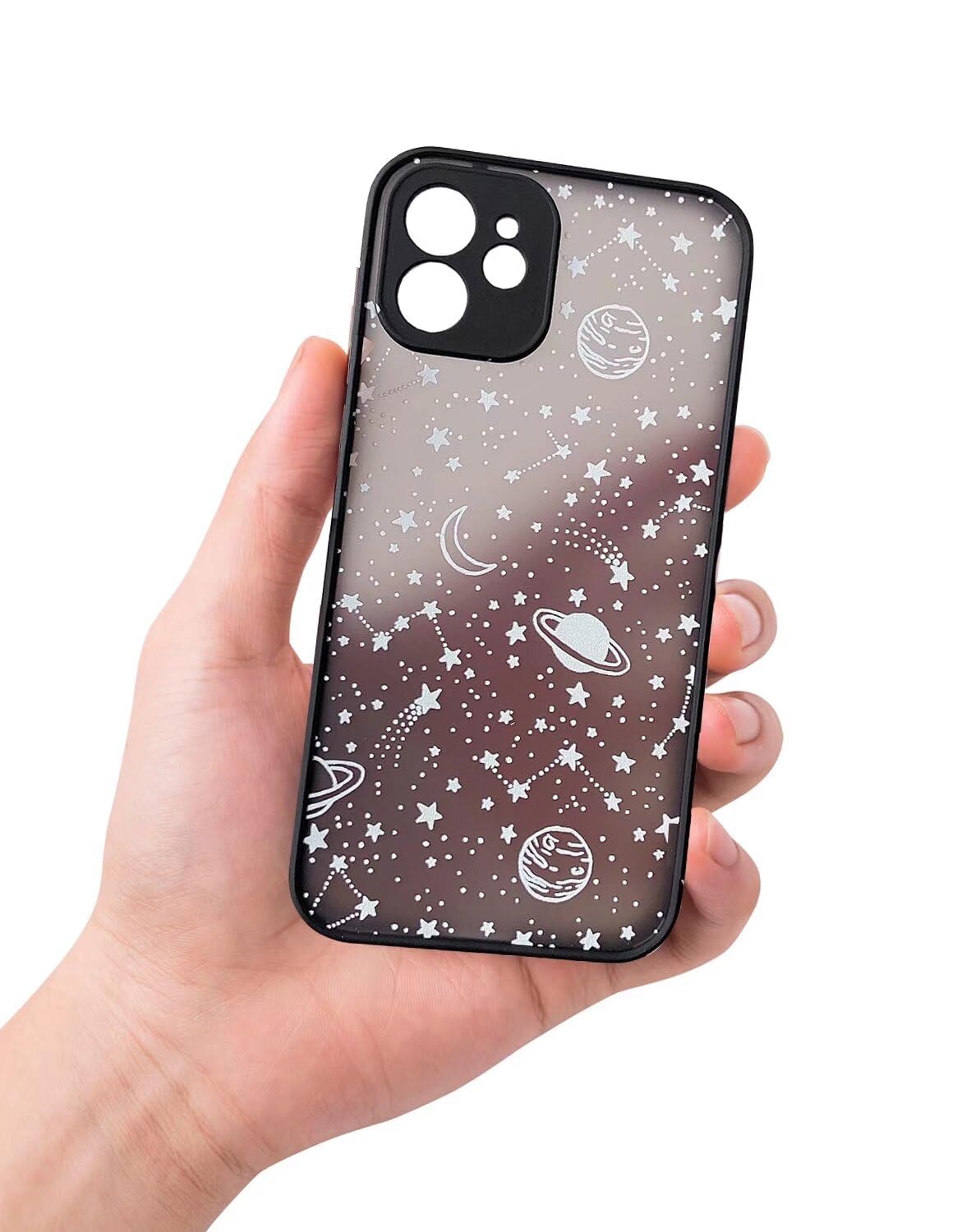 PanXCase Cover per Xiaomi 13 - Custodia Silicone Sottile Elegant Disegni Morbida Leggera, Protezione Fotocamera Antiurto Antigraffio Case (Black,Planets
