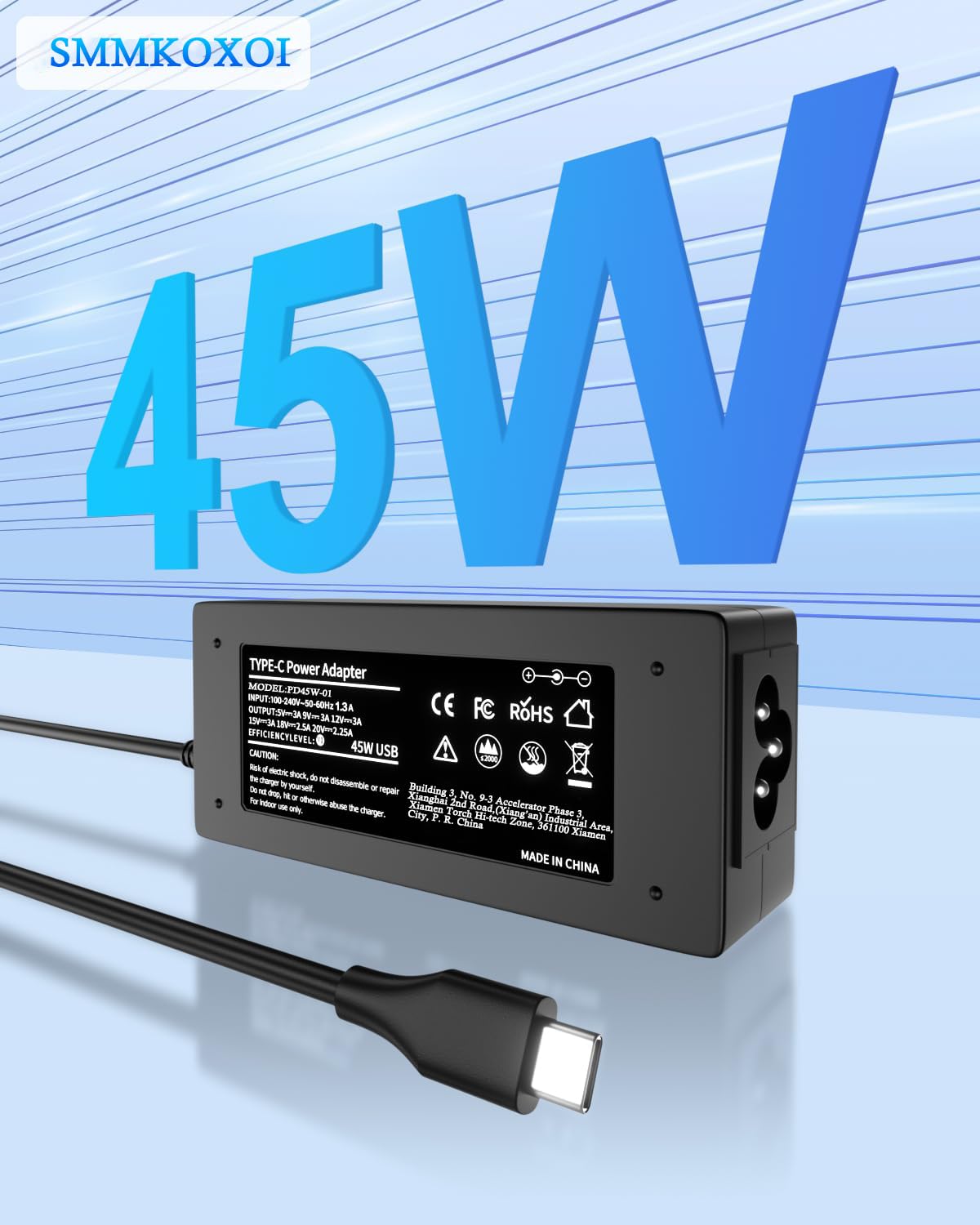 Chargeur Chromebook 45W USB-C Universel pour HP Dell Lenovo Acer ASUS Google