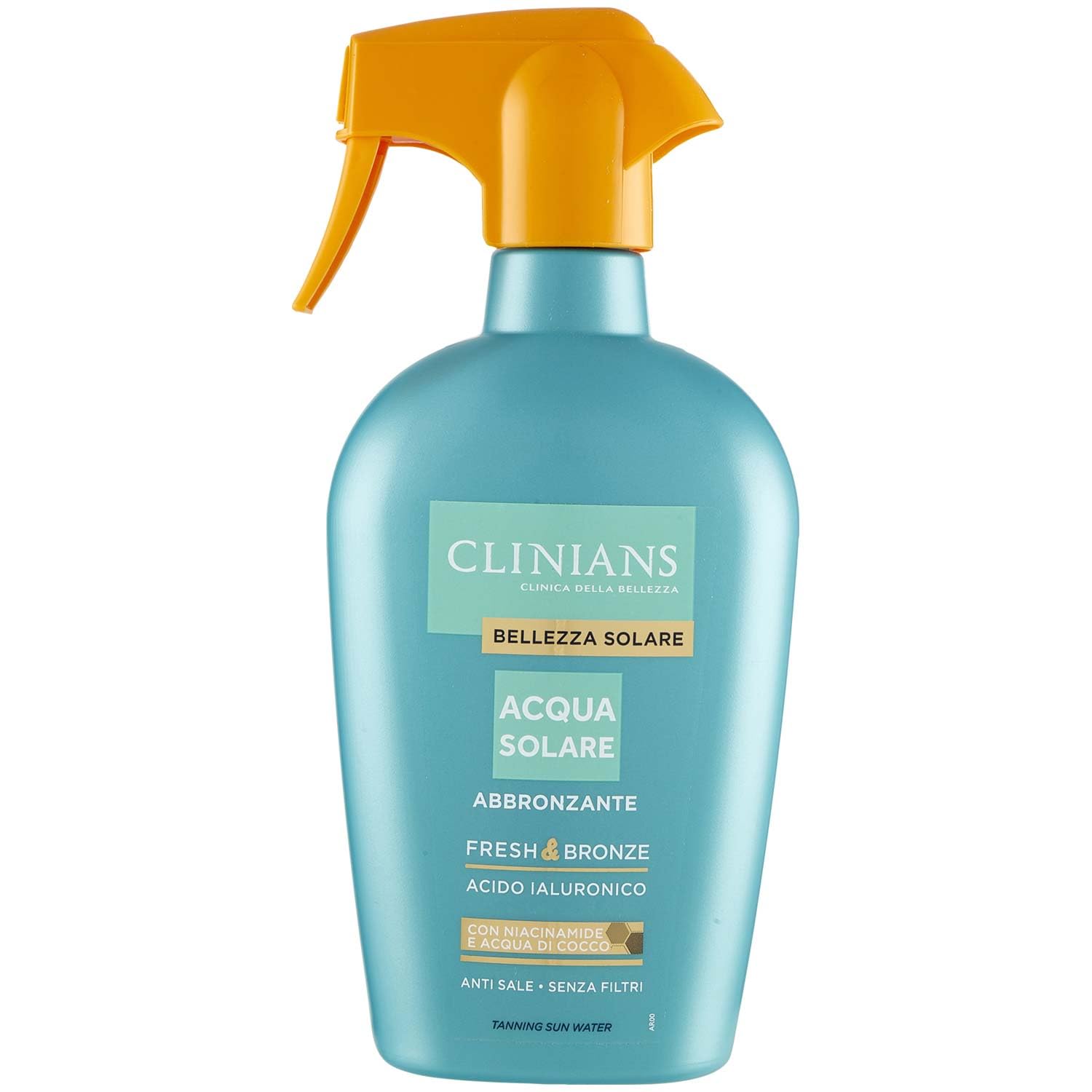 CLINIANS | Agua Solar Bronceadora Fresh & Bronze, con Niacinamida, Agua de Coco y Ácido Hialurónico, 450mL