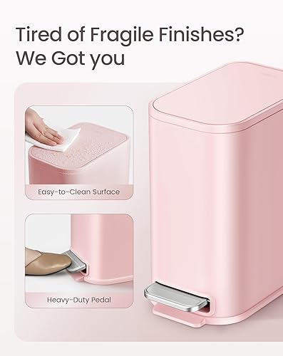 Miniatura 33 de Cesun Cubo de basura pequeño para baño con tapa, cierre suave, pedal escalonado, cubo de basura de acero inoxidable de 5 litros/1.3 galones con cubo