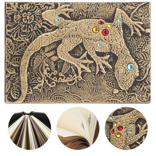 Cuaderno de cuero 3D relieve dorado POPETPOP con páginas gruesas para oficina 7