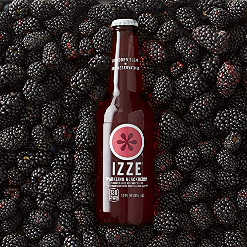 IZZE Sparkling Juice, Blackberry, 12 Fl Oz of glass bottles, Pack of 12