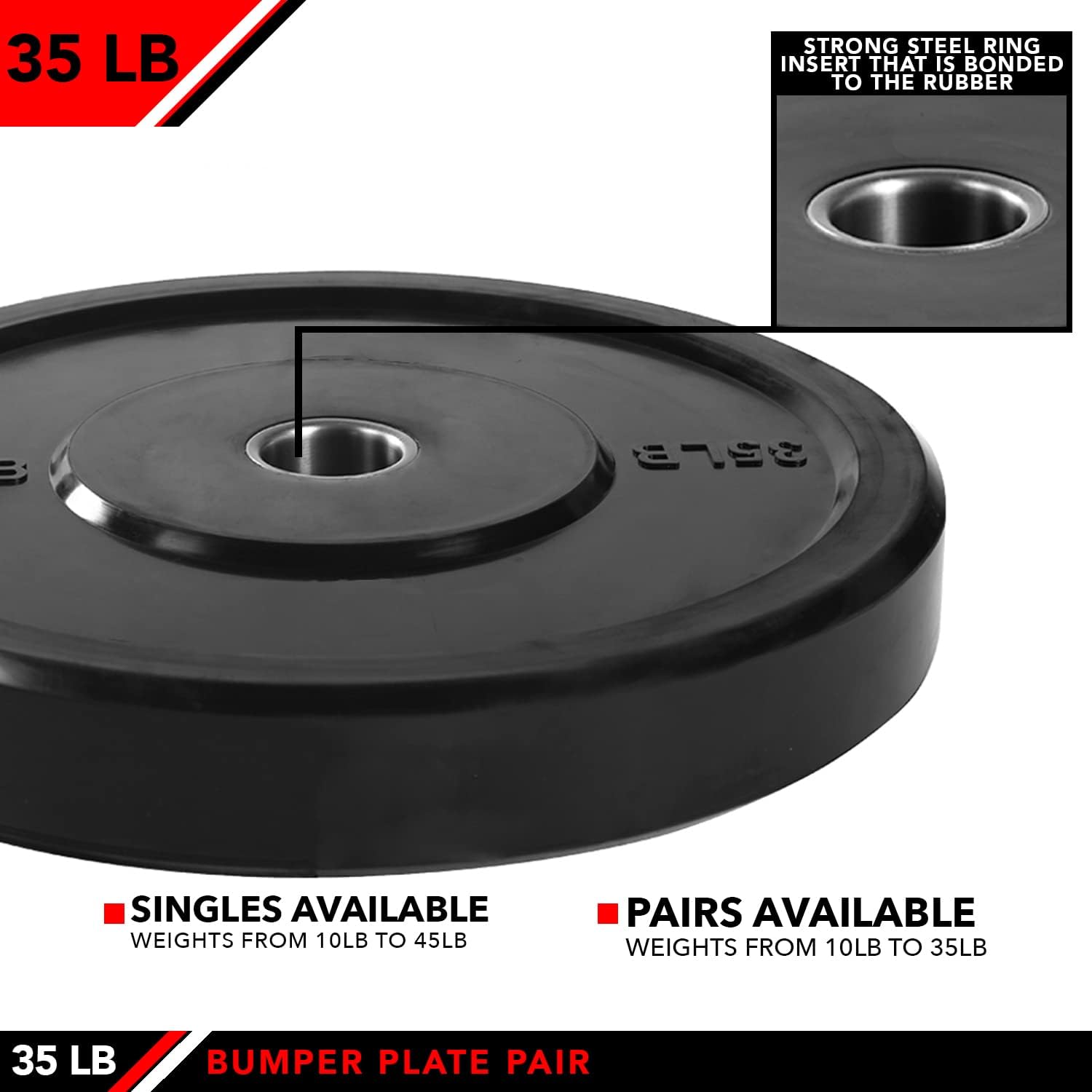 JFIT Olympic 2 Inch Grip Plates and Bumper Plates for Barbell - Single Weights or Sets of 2 (Muliple Weights)