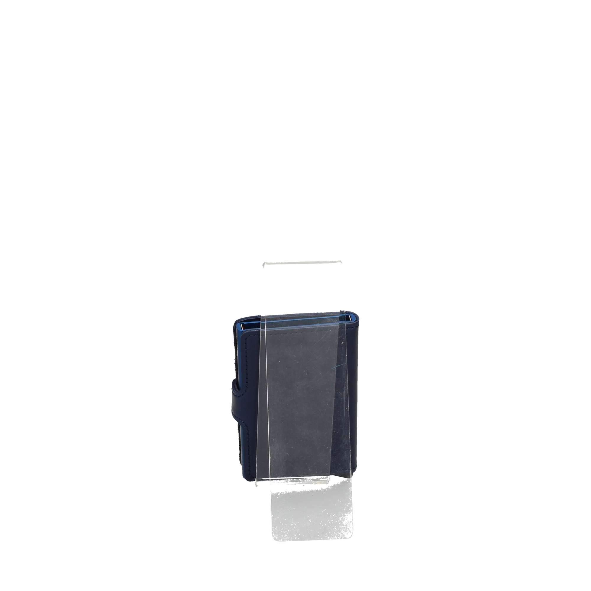 Secrid - Tarjetero rígido de Cuero y Aluminio en Azul