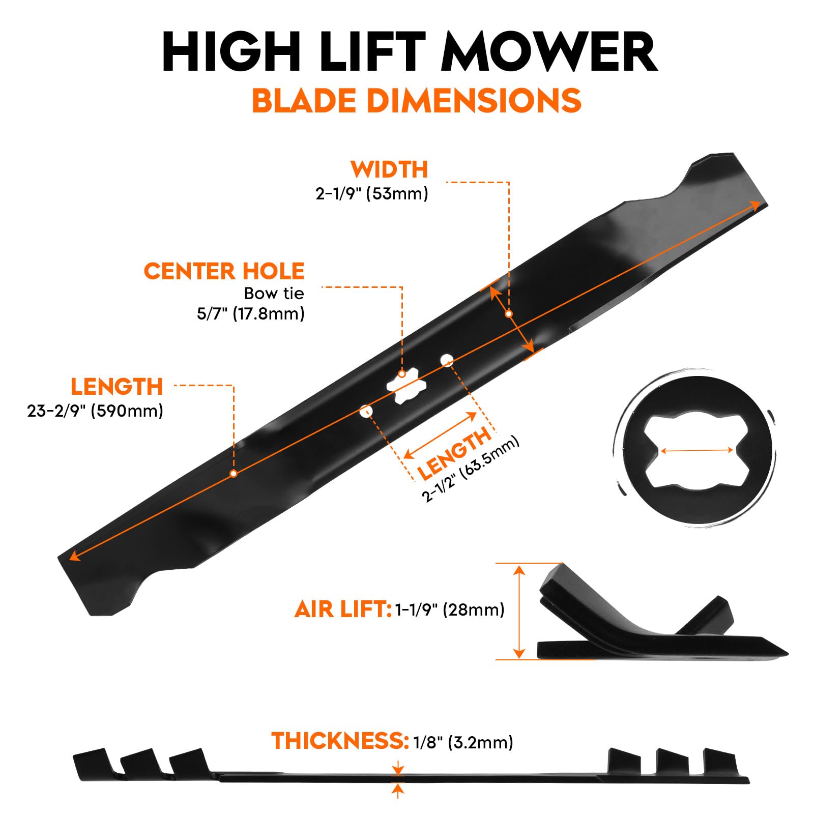 ILONPA (2) Cuchilla de mantillo 942-0741 742-04276 para ub Cadet MTD Troy Bilt 300 Walk Behind 1995 and Up 942-0741 Cubierta de 21 pulgadas
