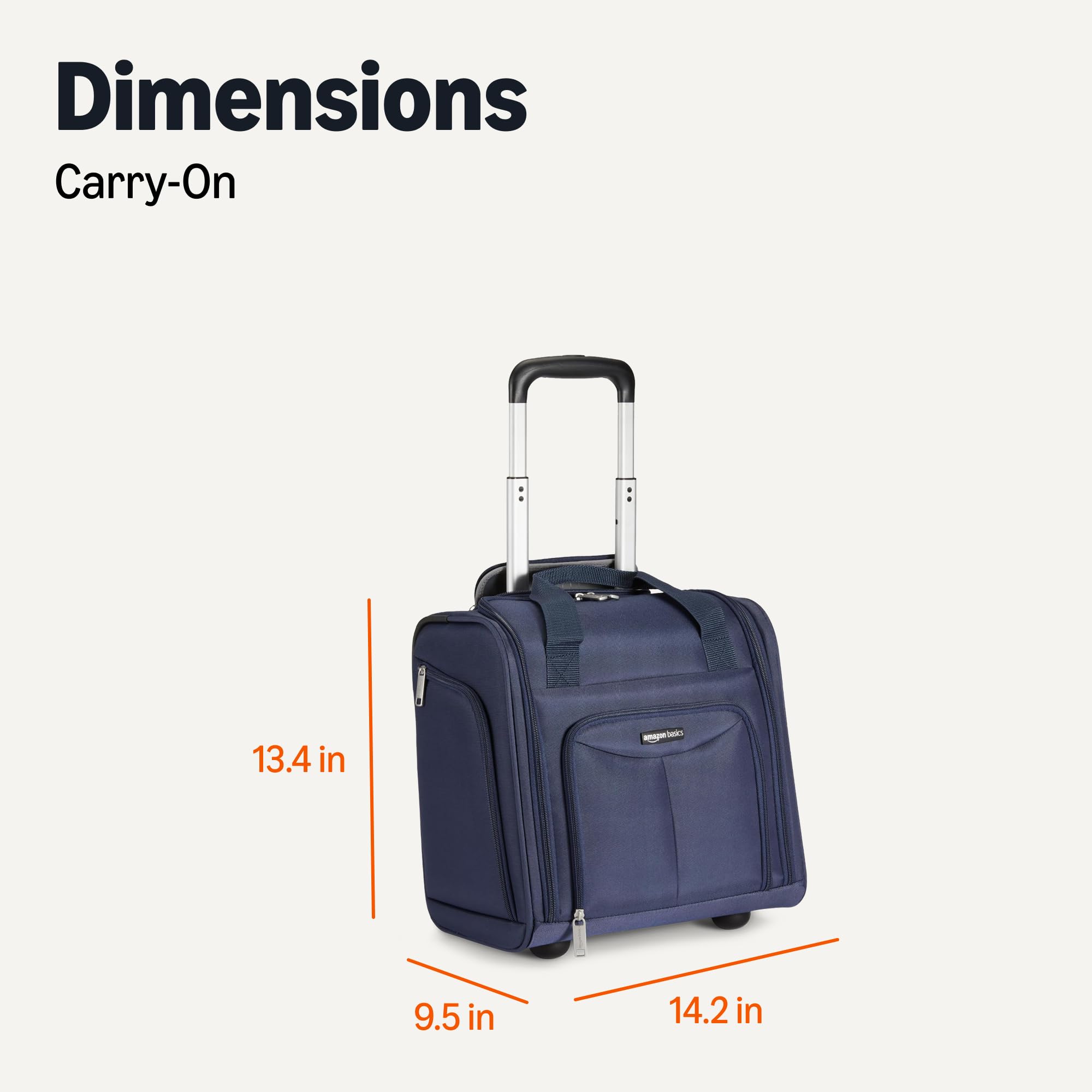 Amazon Basics Bagaglio per Vano Sotto-Sedile, Blu Navy, 35.3 x 25.2 x 38.5 cm