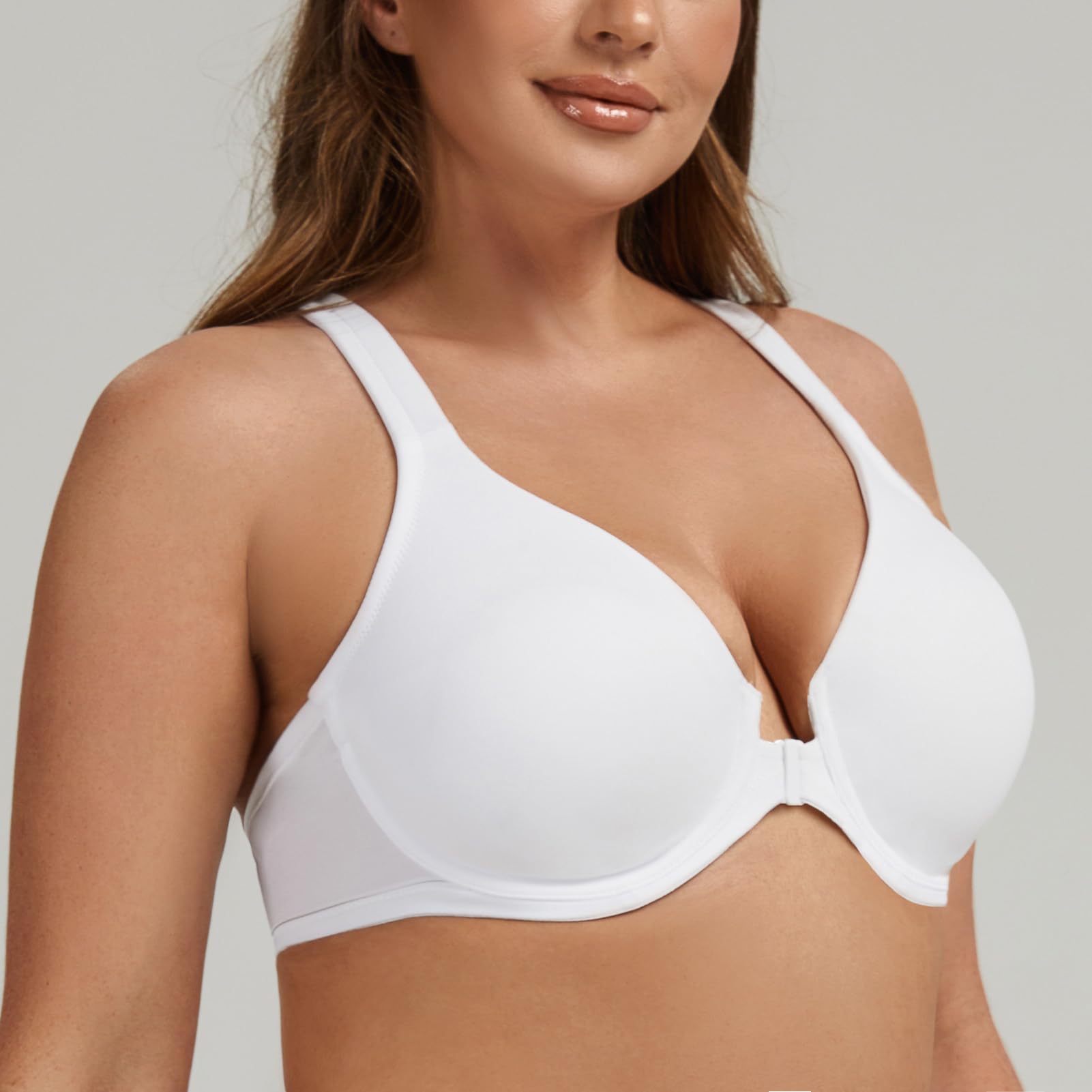 MELENECA Femmes Dos Nageur Fermeture sur Le Devant Soutien-Gorge Plongeant Non rembourré Couverture complète sans Coutures A Armatures