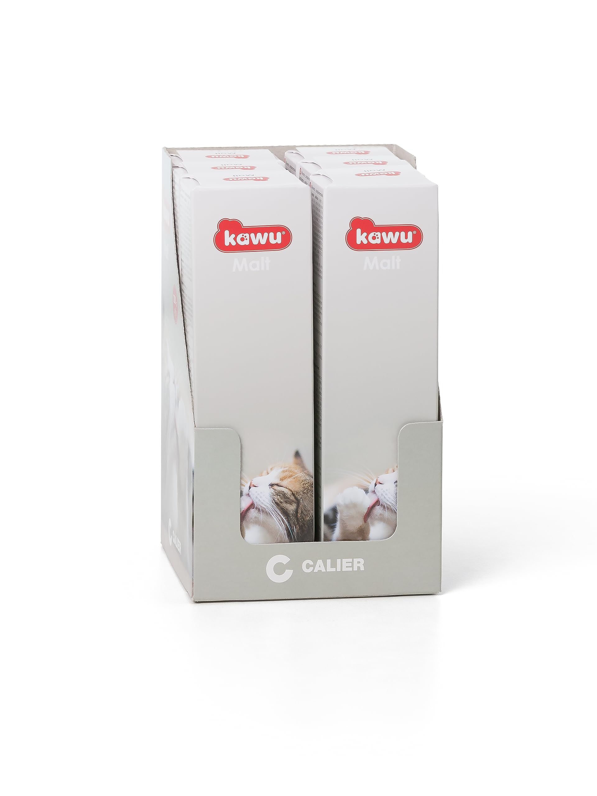 Calier - Kawu Malta - Complemento Nutricional para Gatos - Elimina y Previene Las Bolas de Pelo - Aporta Prebióticos, Ácidos Grasos Omega 3 y 6, y Minerales Esenciales - Pasta Oral Pack 6uds x 100 gr