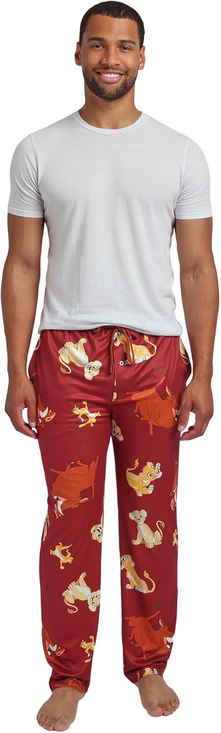 The Lion King All-Over Character Print Adult Burgundy Sleep Pajama Pants - Image 2