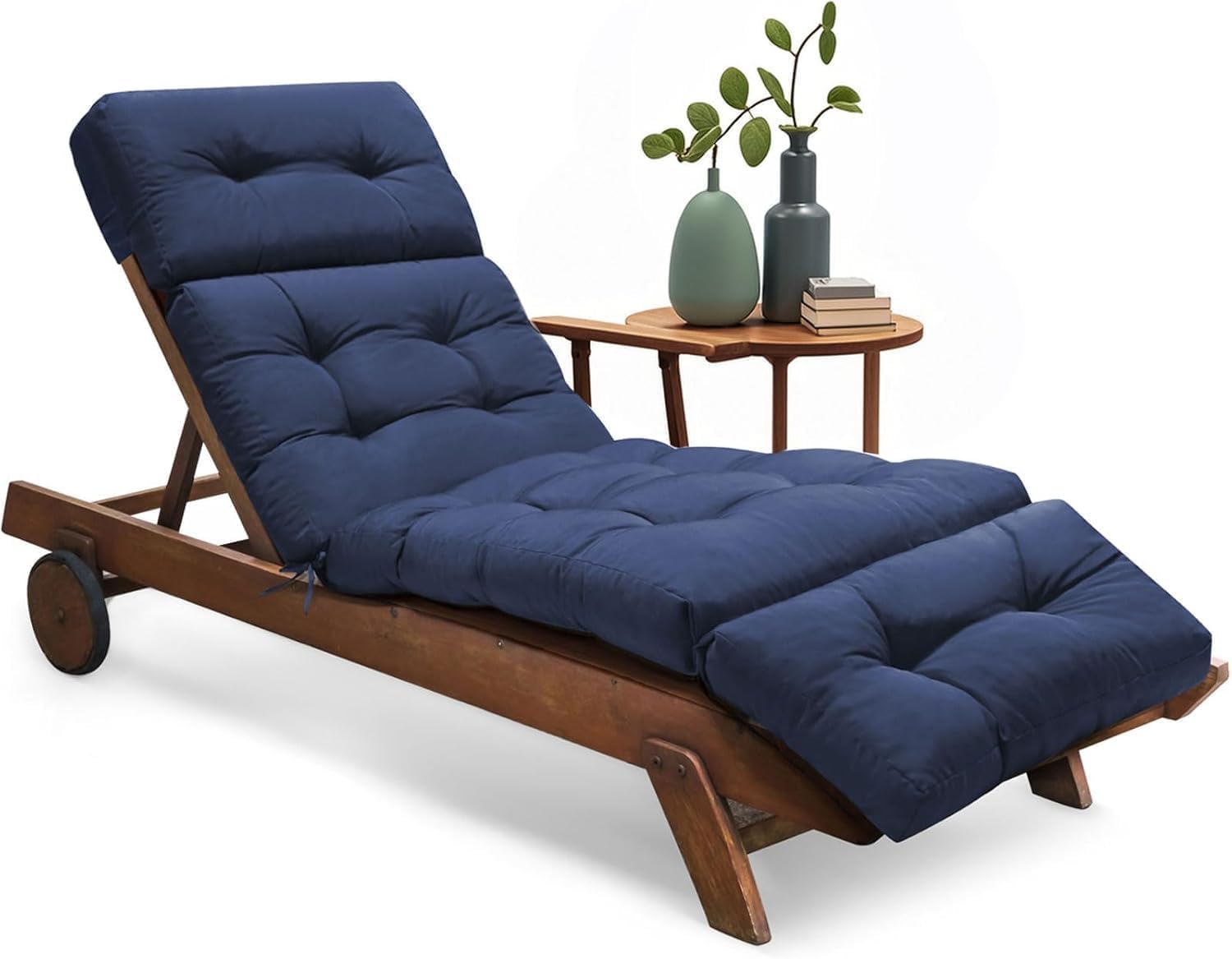 widesmile 189 x 58 x 12 cm, cuscino per sdraio impermeabile, blu | Design spesso, cuscinetti antiscivolo, per uso interno ed esterno, cuscini di ricambio per sedie da giardino reclinabili