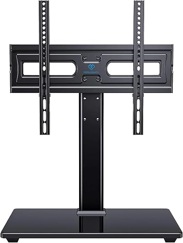 PERLESMITH - Soporte universal giratorio para TV - Soporte de mesa para TV de 32 a 65 pulgadas - Base de TV de altura ajustable con base de vidrio