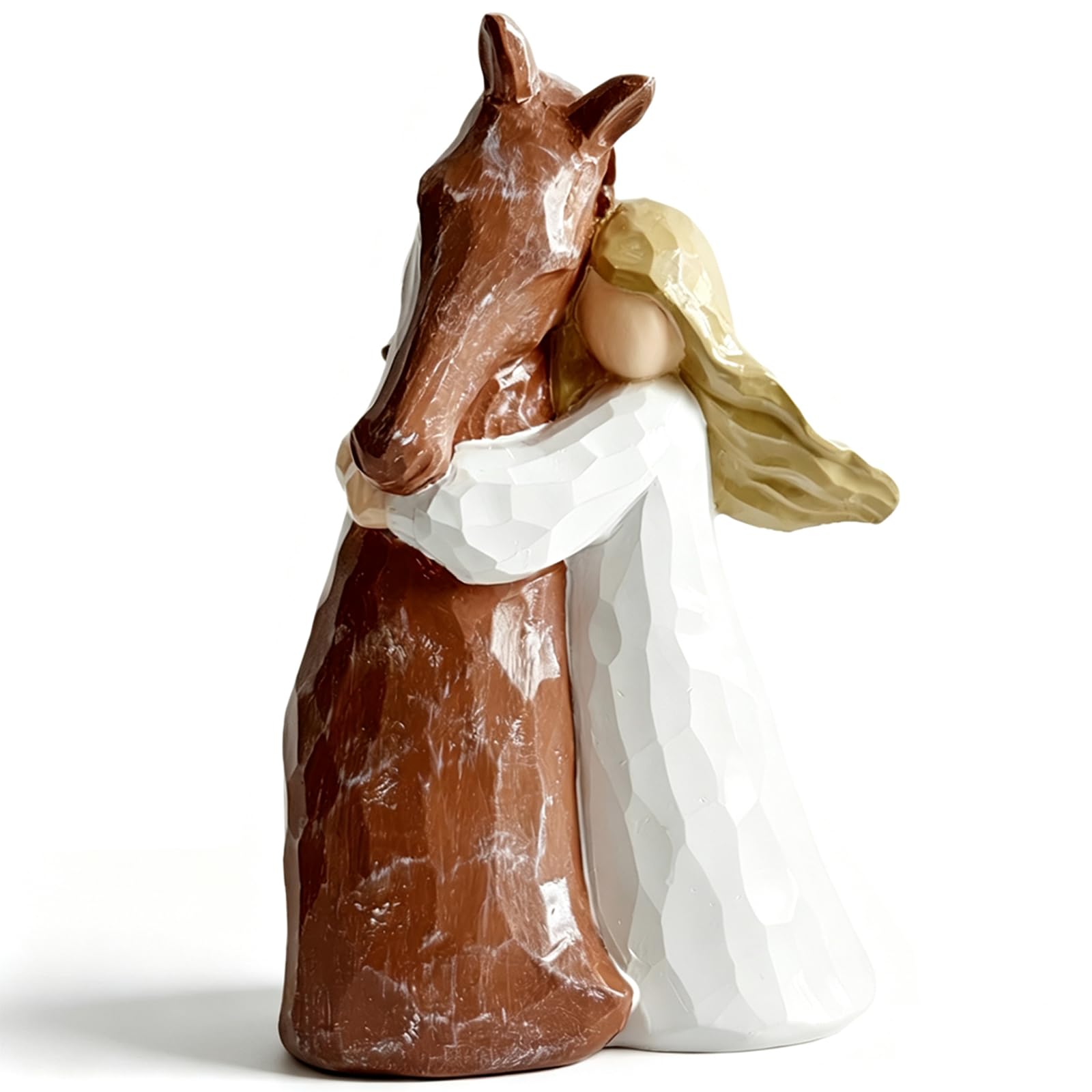 ZPSCXQ Horse Gifts for Girls Women, Girl Embracing Horse Figurine, Friendship Ornament for Birthday Mother’s Day Easter Home Decor, Sentimental Horse Statue for Home Decor and Memorial Tributes