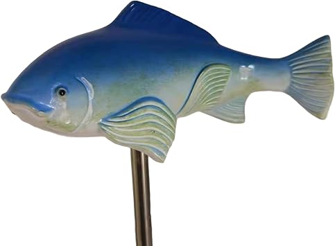 Koi Fish Decor Garden 3 Pcs Resin Koi Fish Sculpture, Garden Fishes Statue with Stake, for Outdoors, Patio, Yard, Lawn, Pond and Home Decoration Blue