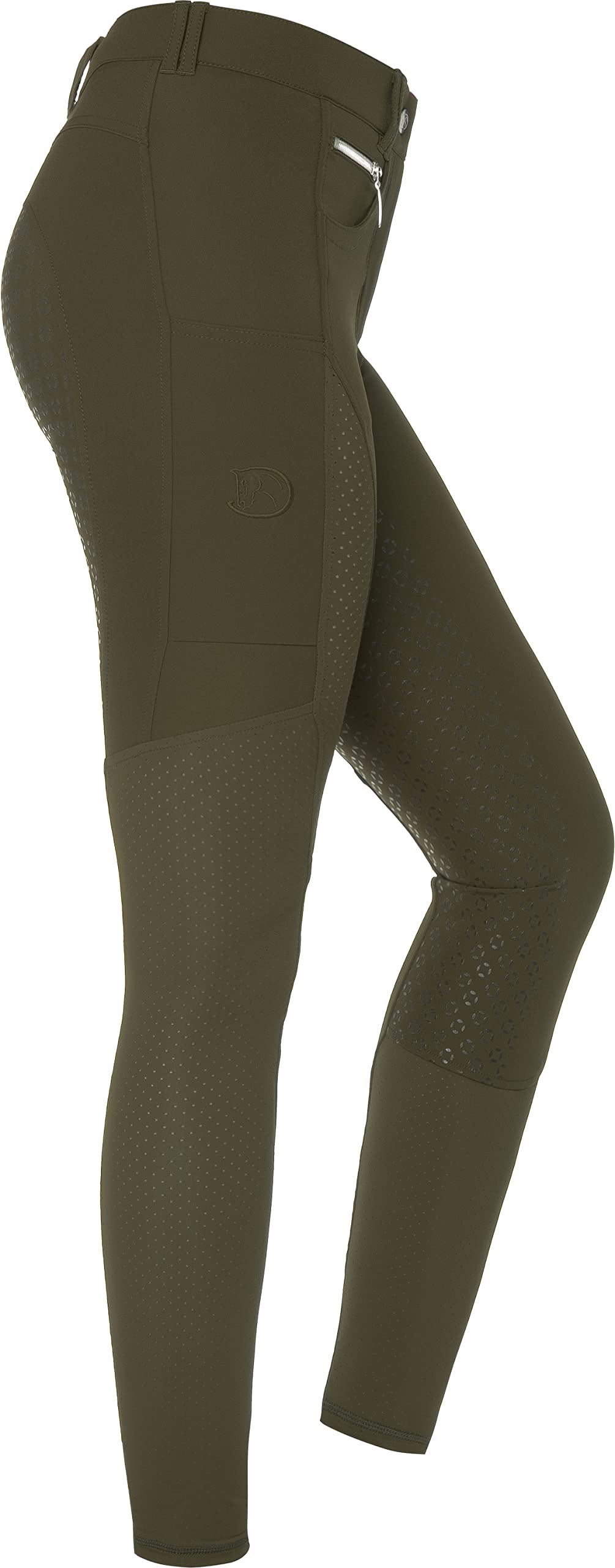 RIDERS CHOICE Pantalones de equitación para mujer con ribete completo de silicona, diseño de malla con bolsillo para