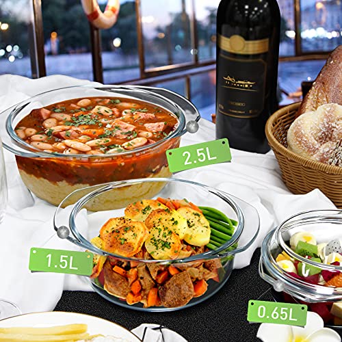 Casseruola Tonda in Vetro, 1L Casseruola in Vetro