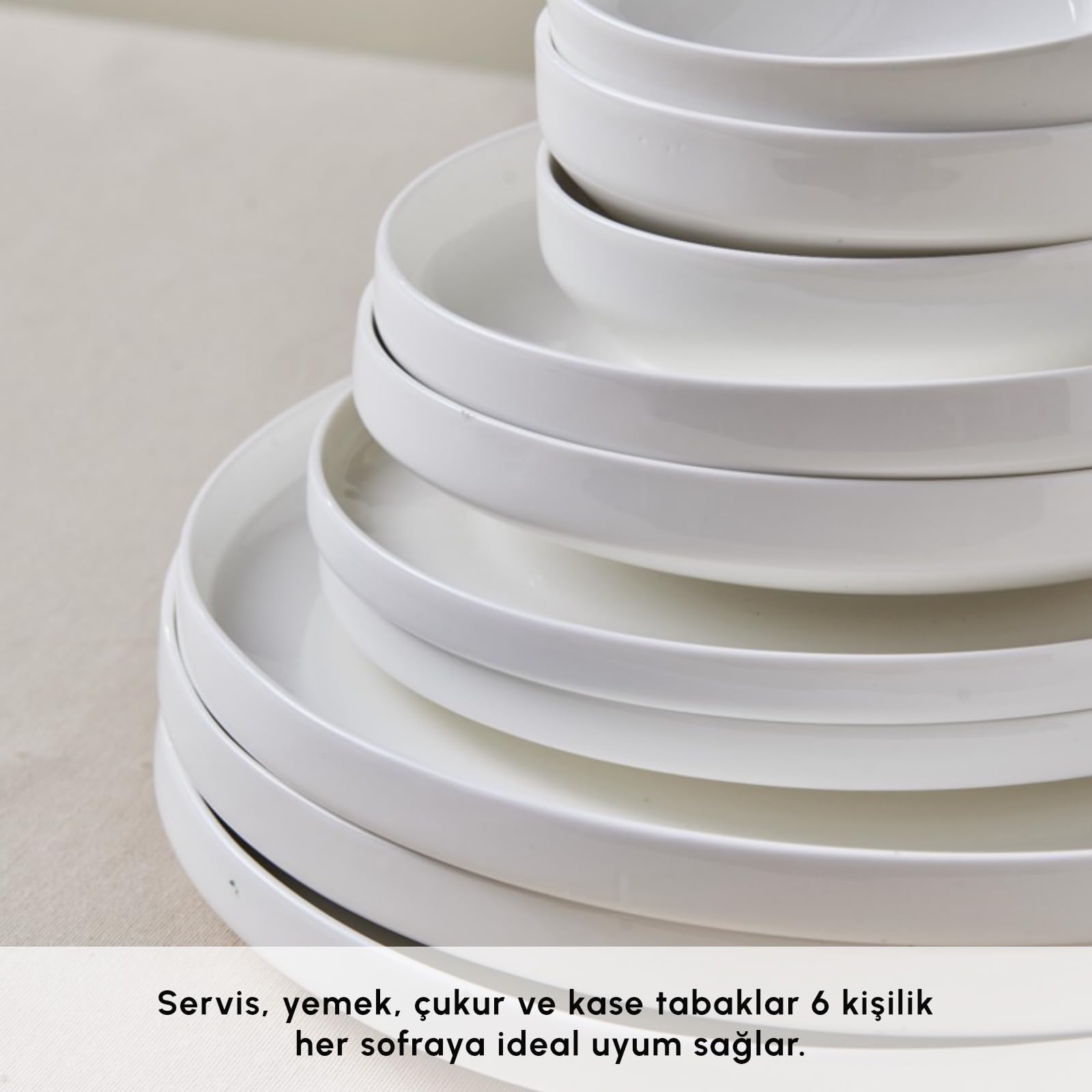 KARACA Stream Bone Saturn 24-częściowy zestaw obiadowy dla 6 osób, biały