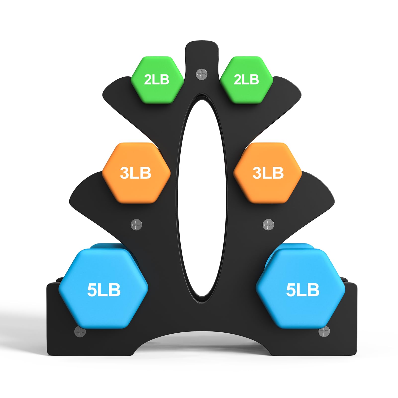 Portzon Weights Dumbbells 10 Colors Options Compatible with Set of 2 Neoprene Dumbbells Set,1-15 LB, Anti-Slip, Anti-roll, Hex Shape