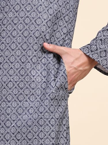 Image of SKAVIJ Men's Viscose Rayon Festive Printed Cotton Kurta Pajama Set | Traditional Ethnic Wear for Men | Perfect for Diwali, Wedding & Festive Celebrations