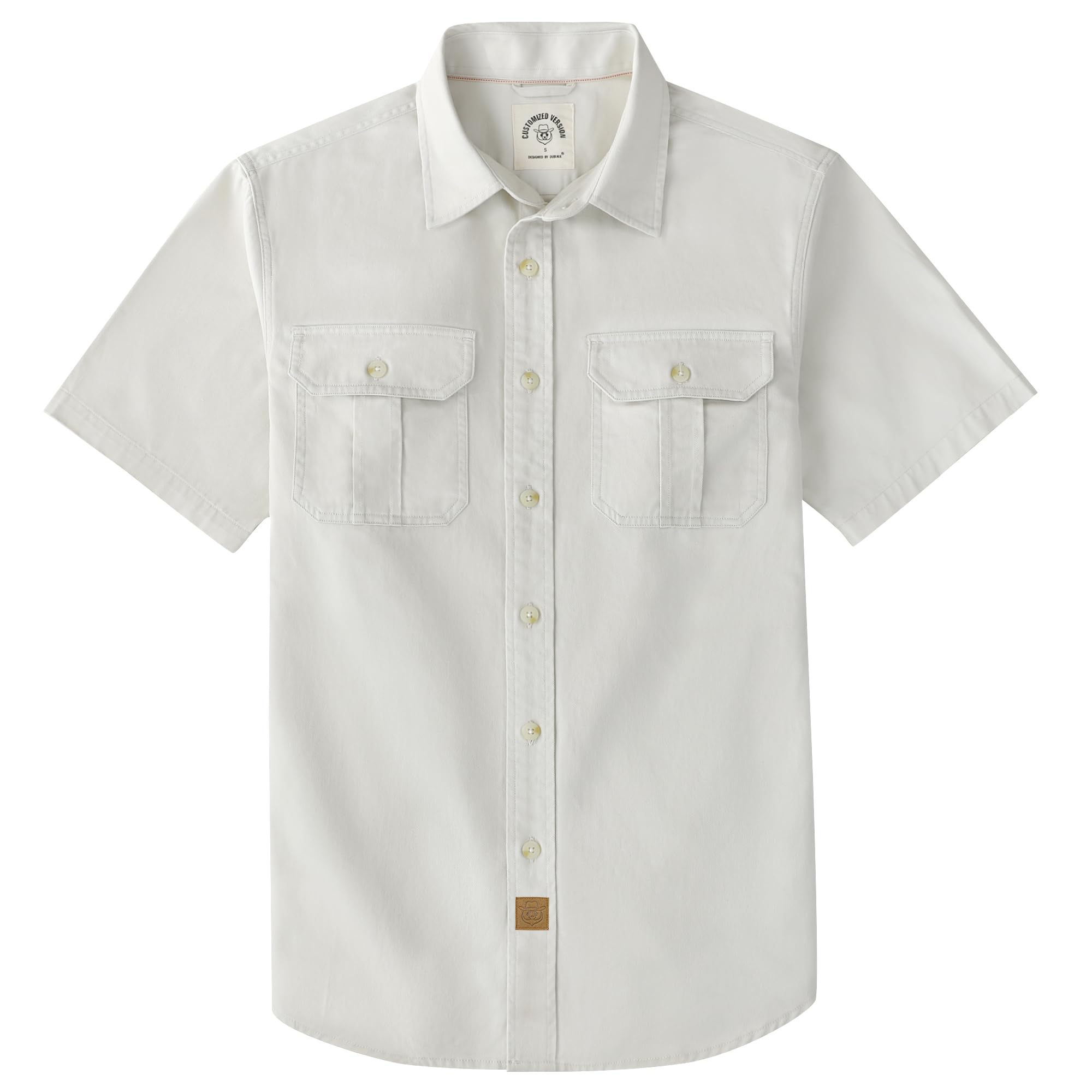 Dubinik® Camisas De Hombre Camisa De Algodón De Manga Corta para Hombre con Doble Bolsillo Estilo Casual y Moderno De Verano