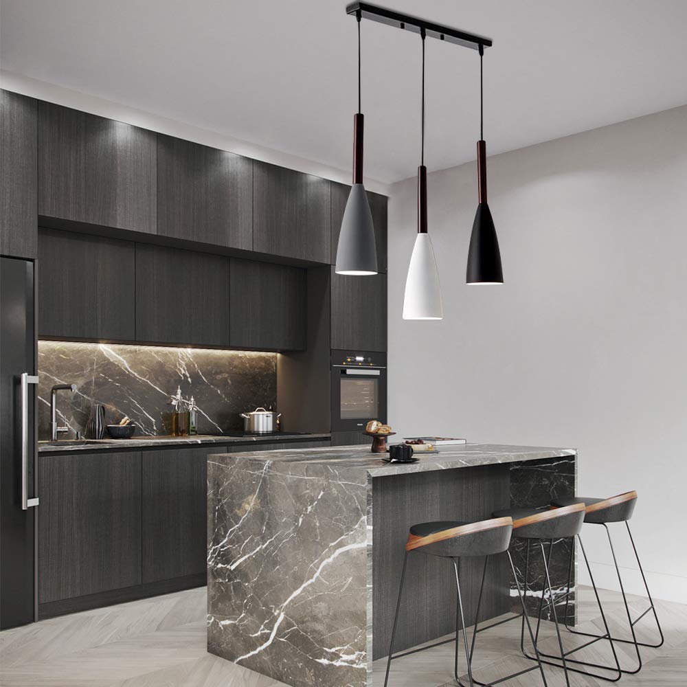 RUIBO Minimalista lampada a sospensione moderna, 3 teste con cavo regolabile LED lampada a sospensione a soffitto, per cucina, sala da pranzo, luci a sospensione, lampadina E27 non inclusa AC90-260V