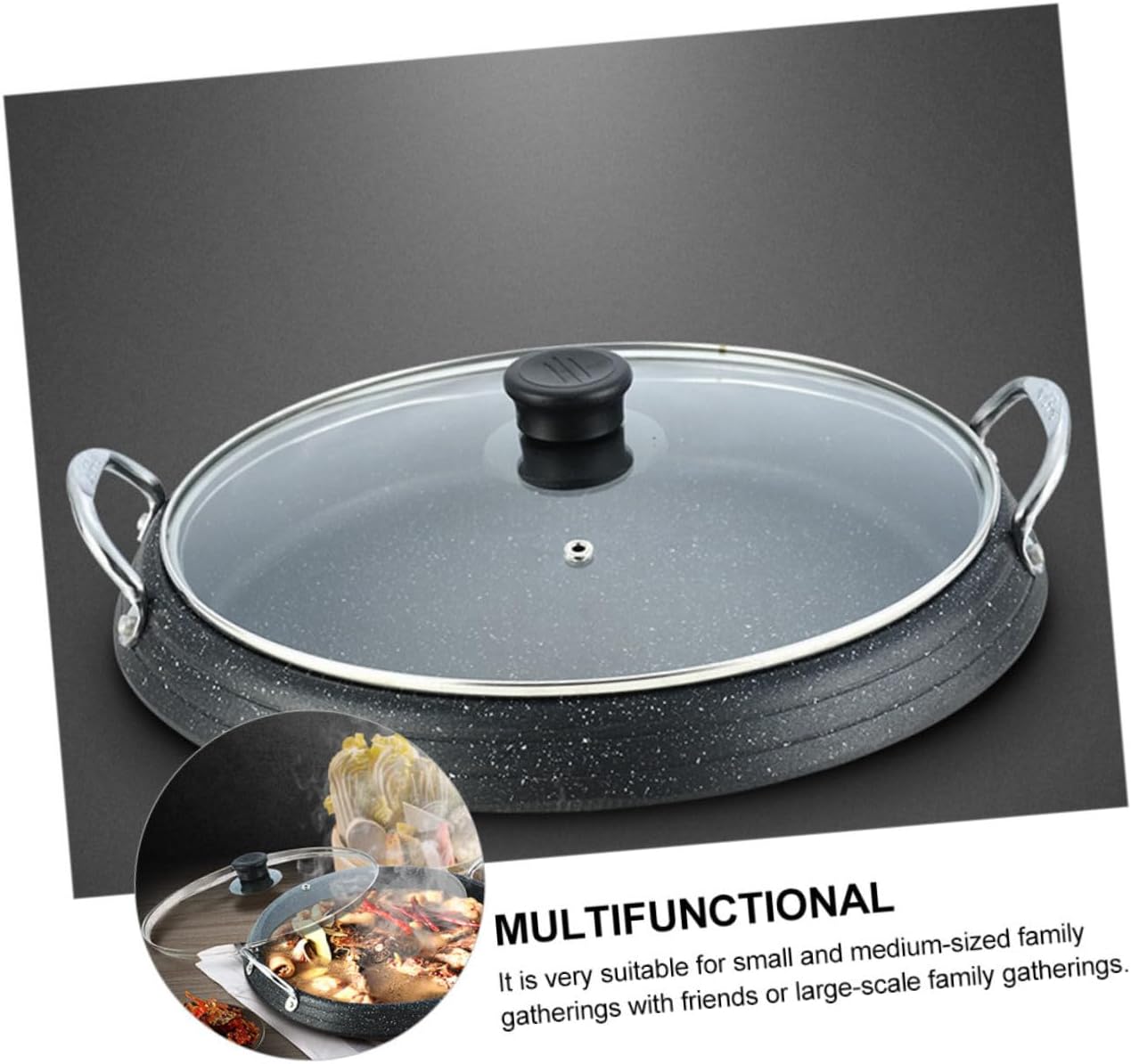 Luxshiny Medical Non Stick Round Roasting Pan for Indoor Outdoor Bbq Even Heating Grill Tray for Steak Chicken Vegetables Suitable for Induction Cookers and Korean Bbq