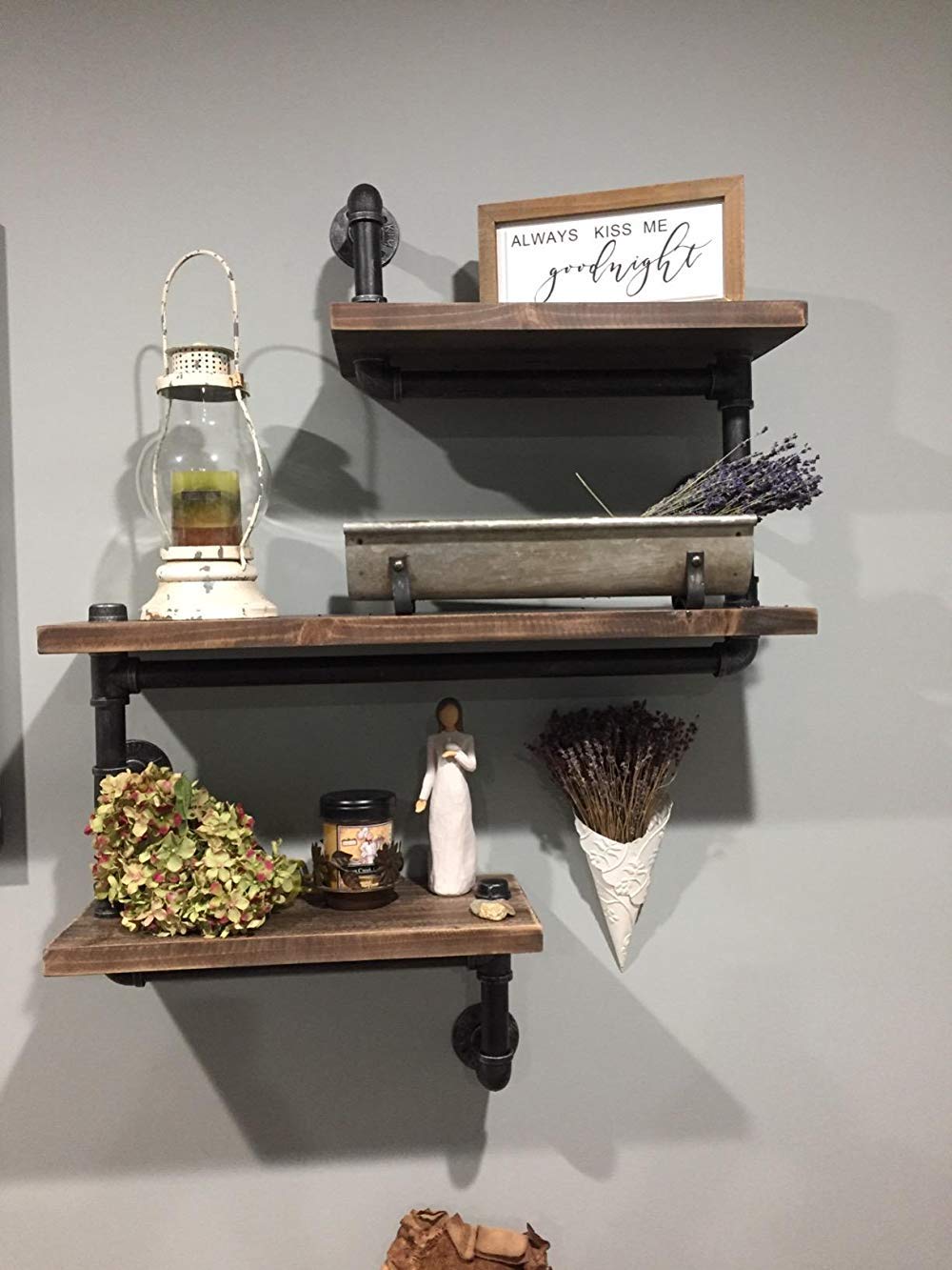 Buy GWH Industrial Pipe Shelving Wall ed,Wall Shelf Unit Bookshelf