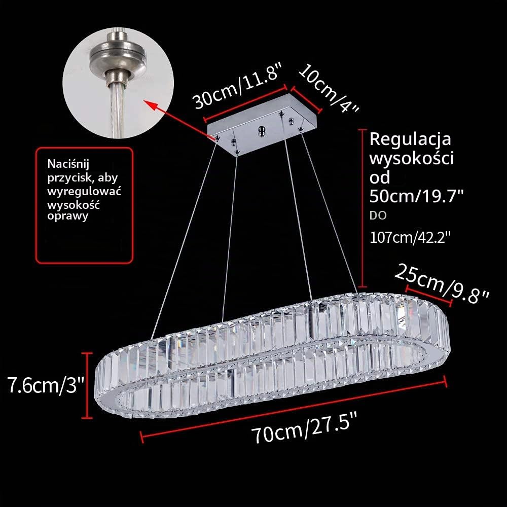 Kryształowa lampa sufitowa LED, nowoczesny kryształowy żyrandol, lampa wisząca do sypialni, salonu, jadalni.