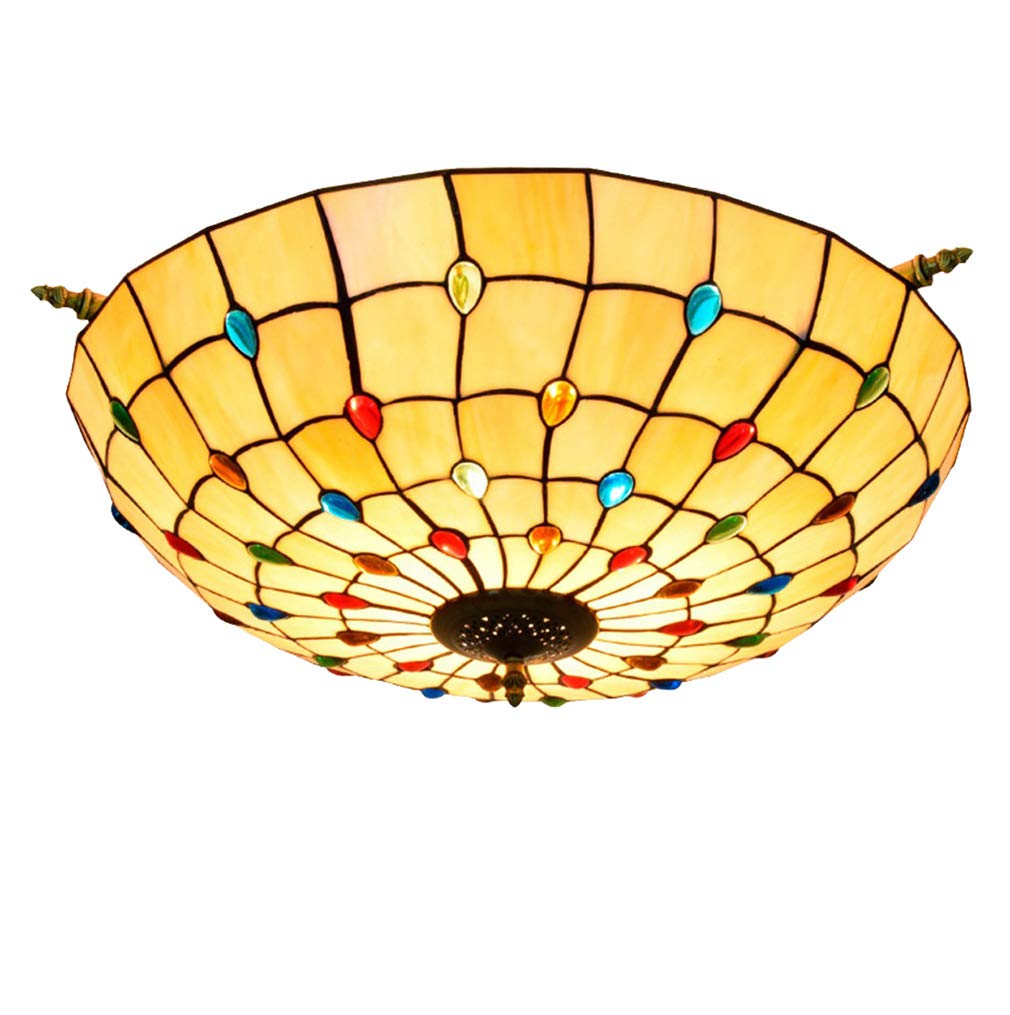 YNIYUJKL Modern Simplicity Semi-Ceiling Light 26-Inch Tiffany-Style Ceiling Lamp Stained Glass Ceiling Lamps For Living Room Bedroom Ceiling Light