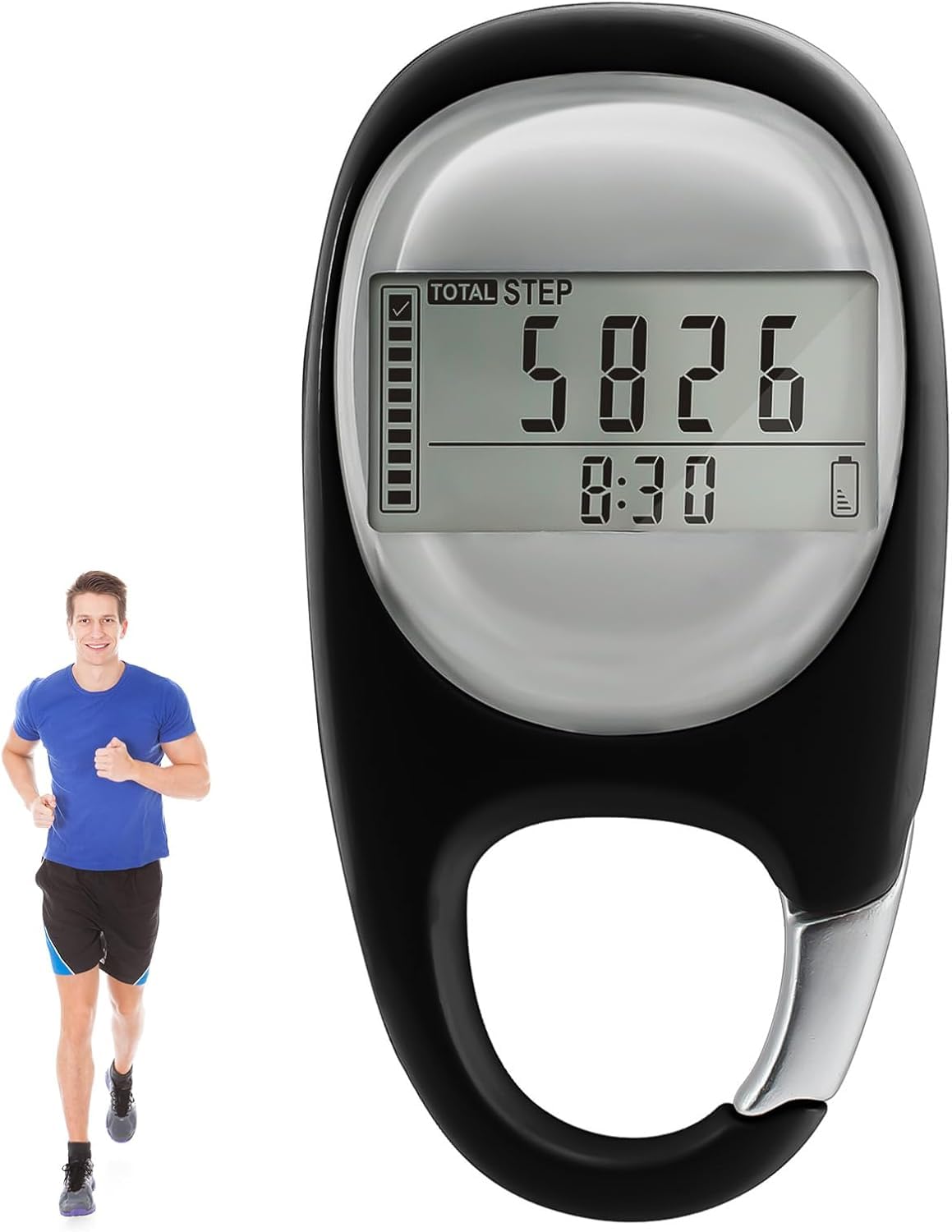 Podomètre - Podomètre 3D avec clip montre pour personnes âgées, podomètre sans application et téléphone portable pour la marche, la course, le sport, pour enfants, homme et femme