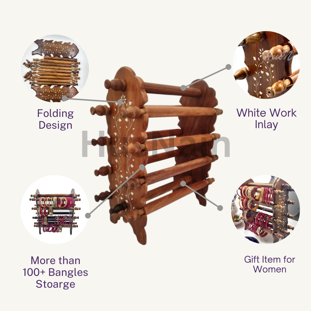 HusNain Soporte de madera para pulseras, organizador de brazaletes, soporte plegable Chuddi, artículo de regalo para mujeres, organizador de exhibición de joyas, soporte de pulsera para joyas (marrón)