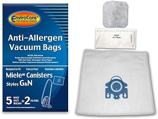 EnviroCare Replacement Allergen Vacuum Cleaner Dust Bags made to fit Miele AirClean 3D Canisters Style GN 5 Pack with 2 Filters