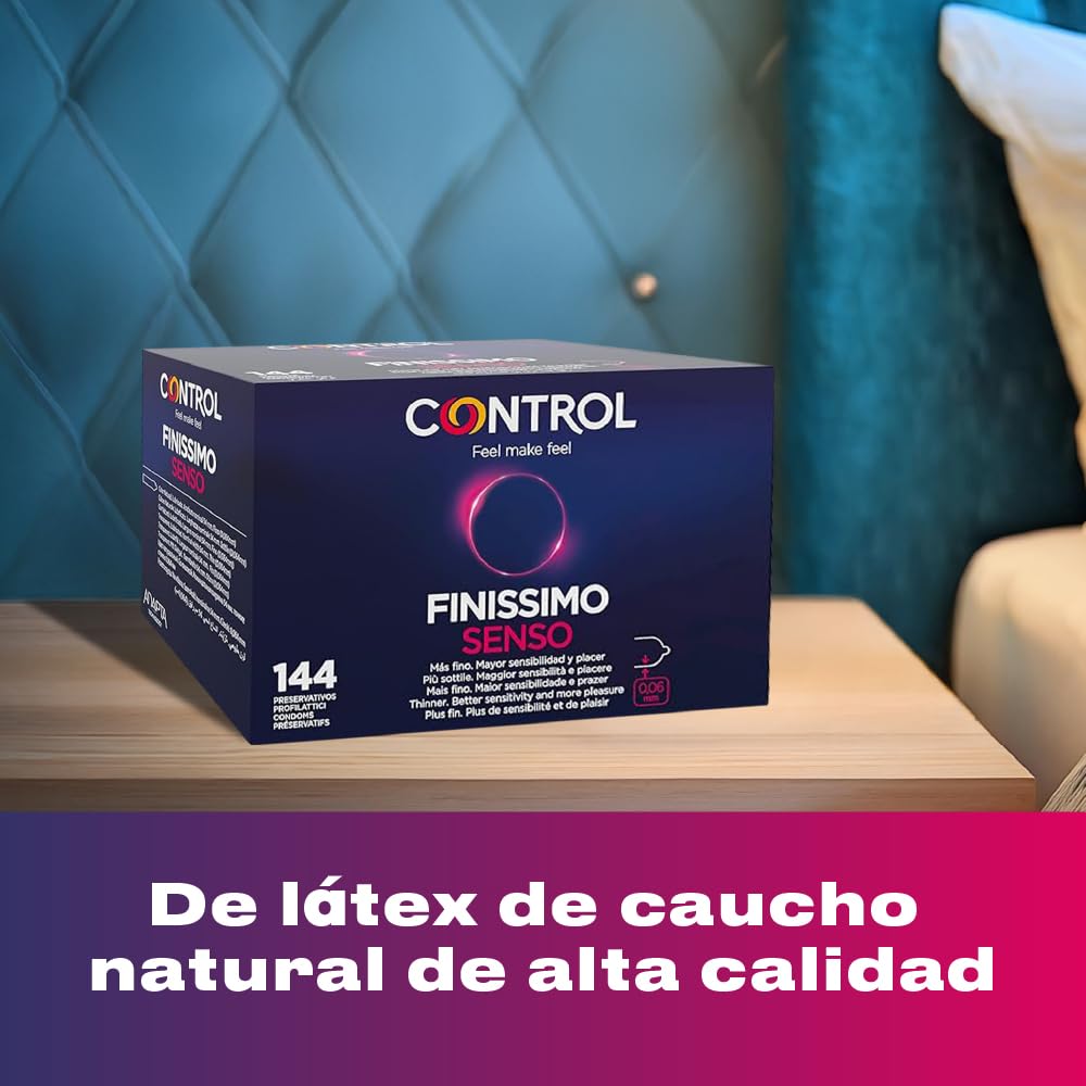 Control Finissimo Senso Preservativos - Caja de condones muy finos para mayor sensibilidad, 144 unidades, Gama placer natural, lubricados, óptima adaptabilidad