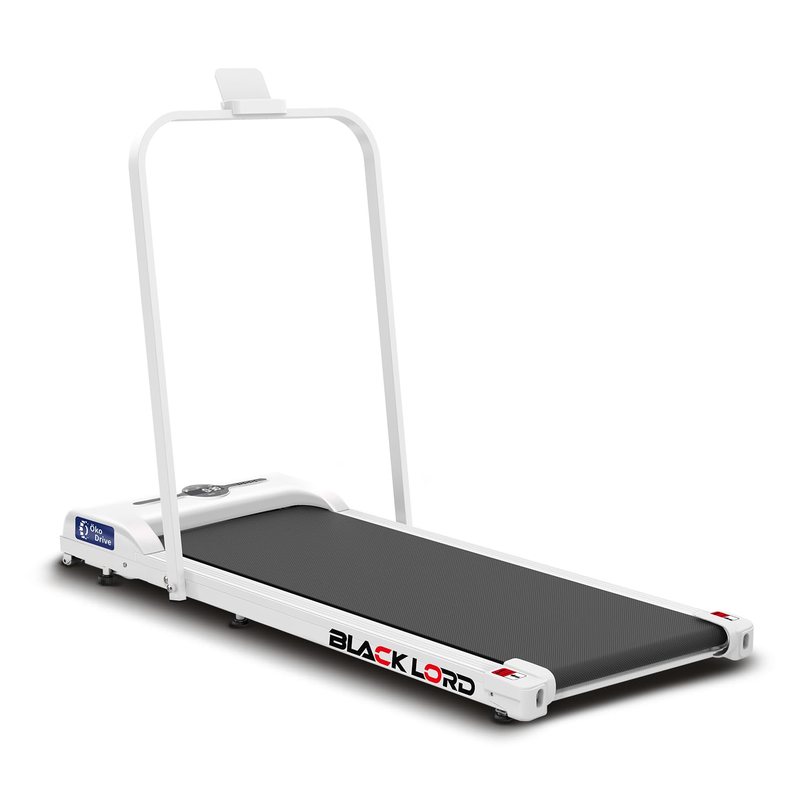 BLACK LORD Tapis roulant portatile compatto 4 in 1 con inclinazione 9%, 1-16 km/h, ufficio casa, 3,2 CV, 12 programmi preimpostati, controllo app fitness tracker, display LED,Corrimano, Argento