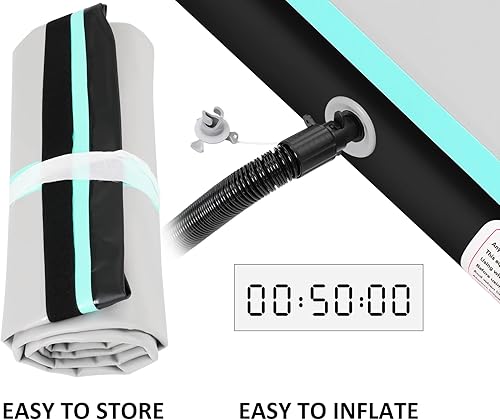 Miniatura 9 de Colchoneta inflable de gimnasia de aire, tapete de entrenamiento de 10131620 pies, 48 pulgadas de grosor, con bomba de aire eléctrica para uso en