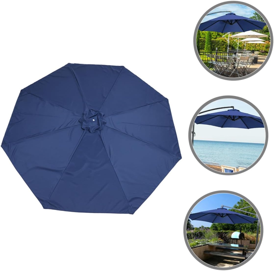 Wakauto Umbrella Replacement Canopy for Patio and Yard 2.7m 8-rib Outdoor Fabric Replacement Canopy Sunshade and Rainproof Patio Umbrella Cover