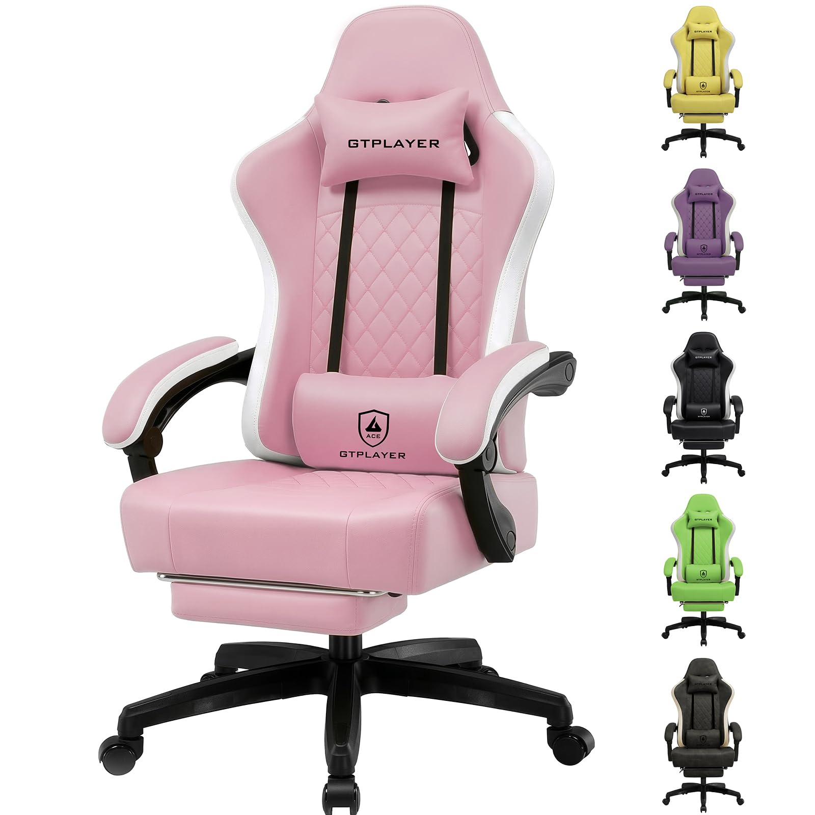 GTPLAYER Gaming Chair with Footrest, Ergonomic Computer Desk Chair with Pocket Spring Cushion Home Office High Back Support Lumbar Support Heavy Duty Wide — image 1