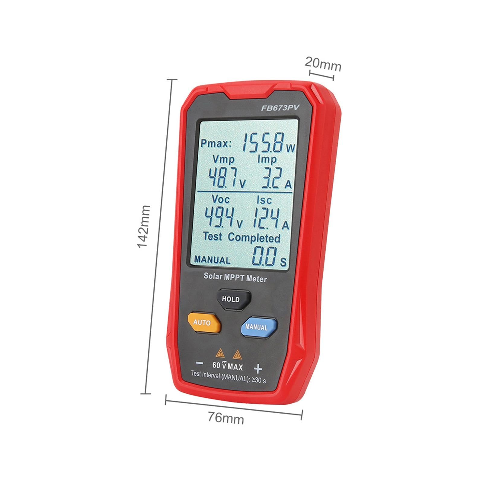 Kit de multímetro fotovoltaico con medidor Solar Mppt, pantalla grande para pruebas solares fotovoltaicas, versátil, 14,2x7,6x2cm con Cable de
