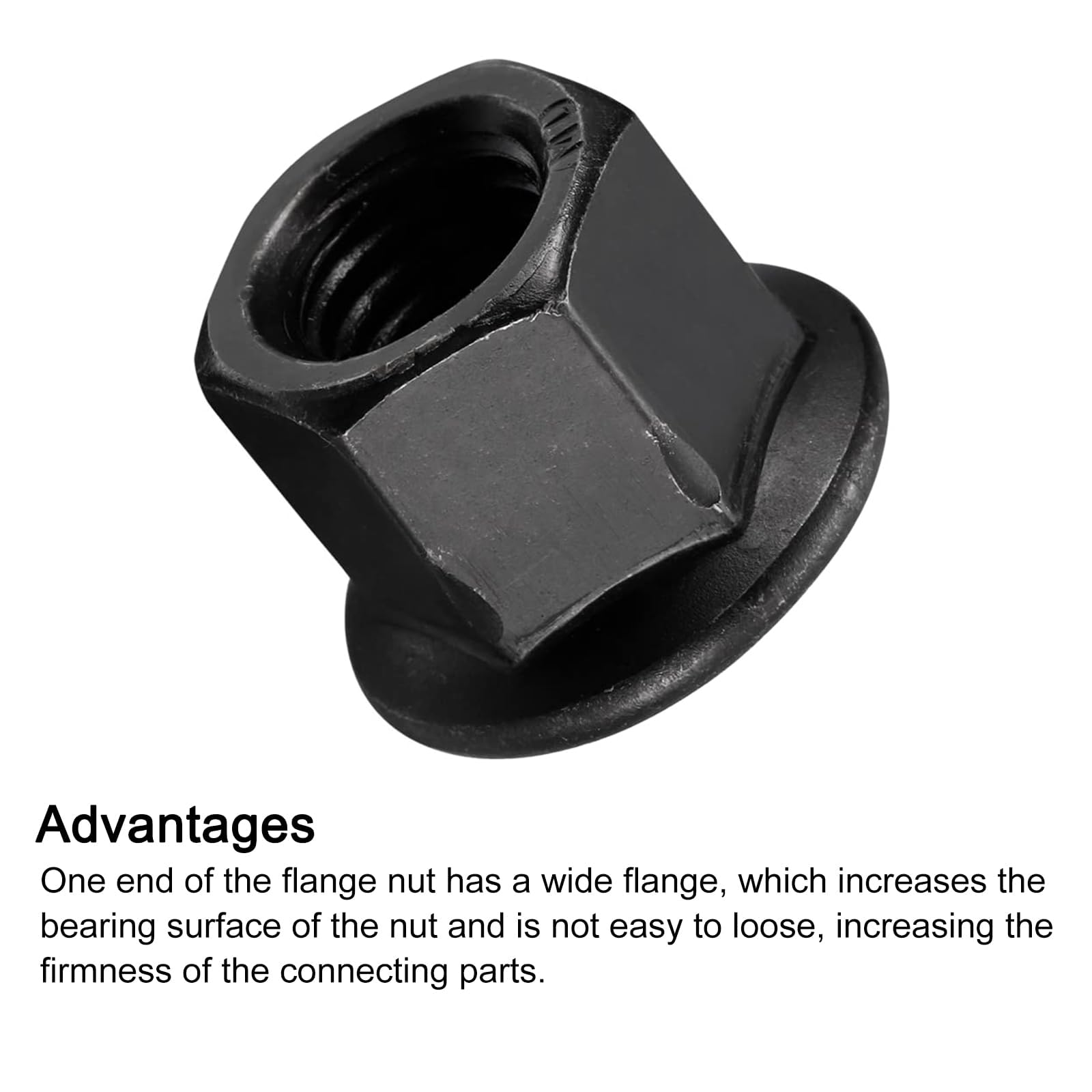 TOP-VIGOR M12 Flange Hex Nut, Grade 8.8 Carbon Steel Hex Lock Nuts with Black Oxide Finish - Image 4