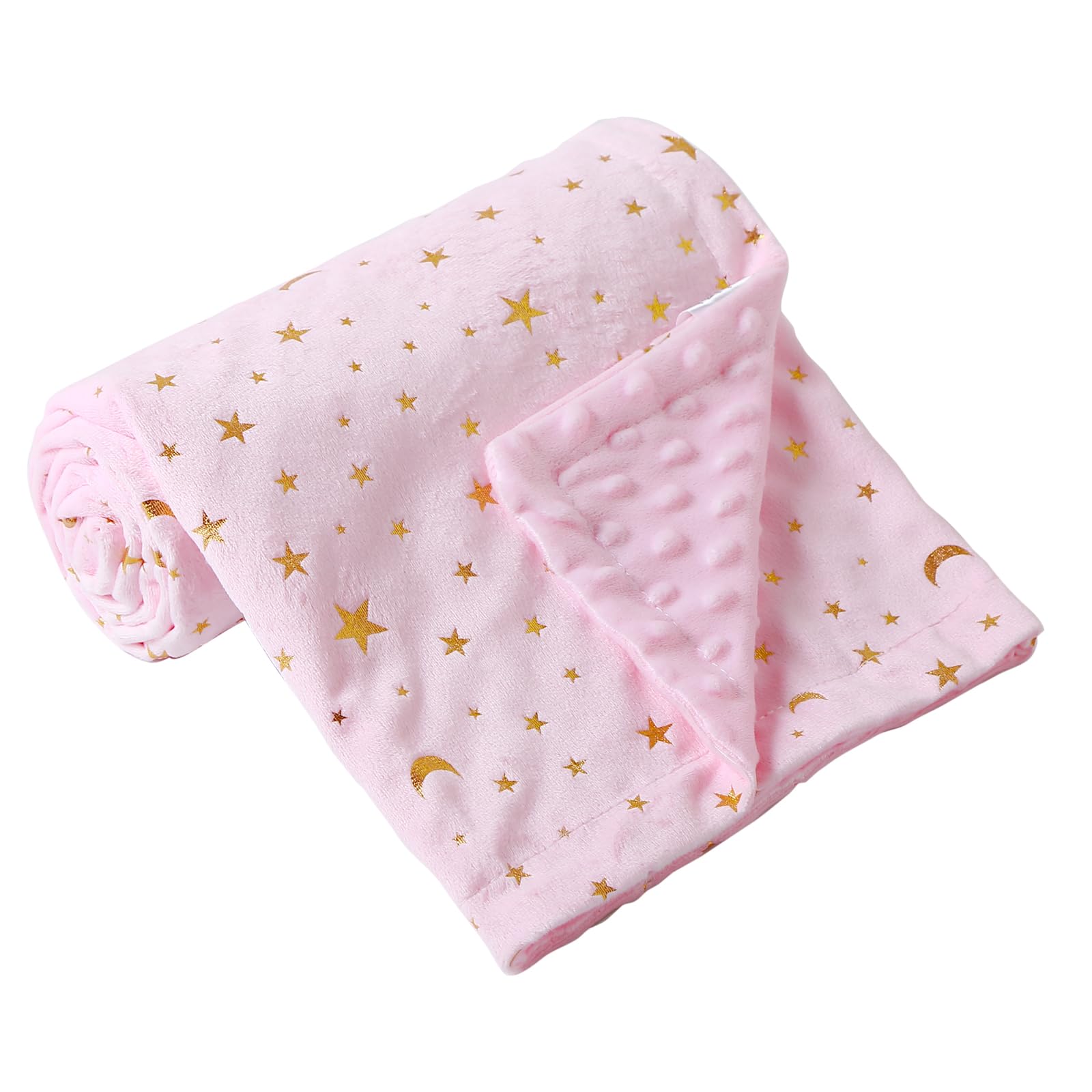 iEvolve Baby Blanket Ultra Soft Double Layer with Dotted Backing Receiving Blankets Toddler Baby Nursery Bed Blankets Shower Gifts(Pinkstar,80 * 120cm)