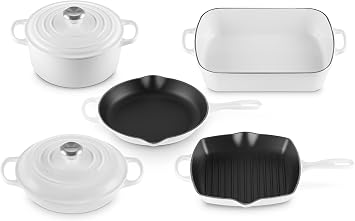 Le Creuset Enameled Cast Iron Signature Cookware Set, 7 pc., White