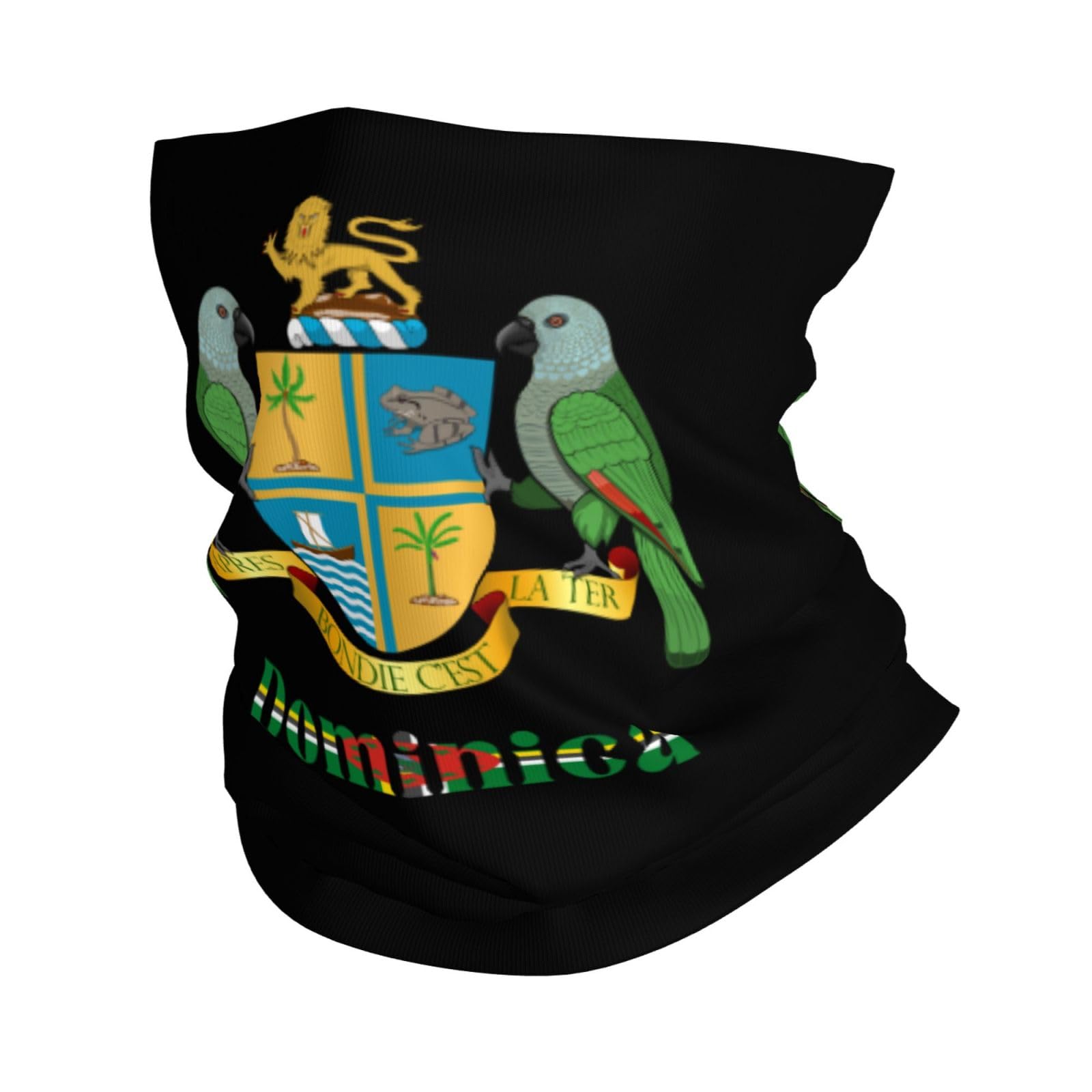 Dominica Dominica National Emblem Balaclava Bandana Neck Gaiter Face Mask for Men Women Shield Scarf Face Mask Seamless Uv Protection for Motorcycle Cycling Riding Running Headbands White