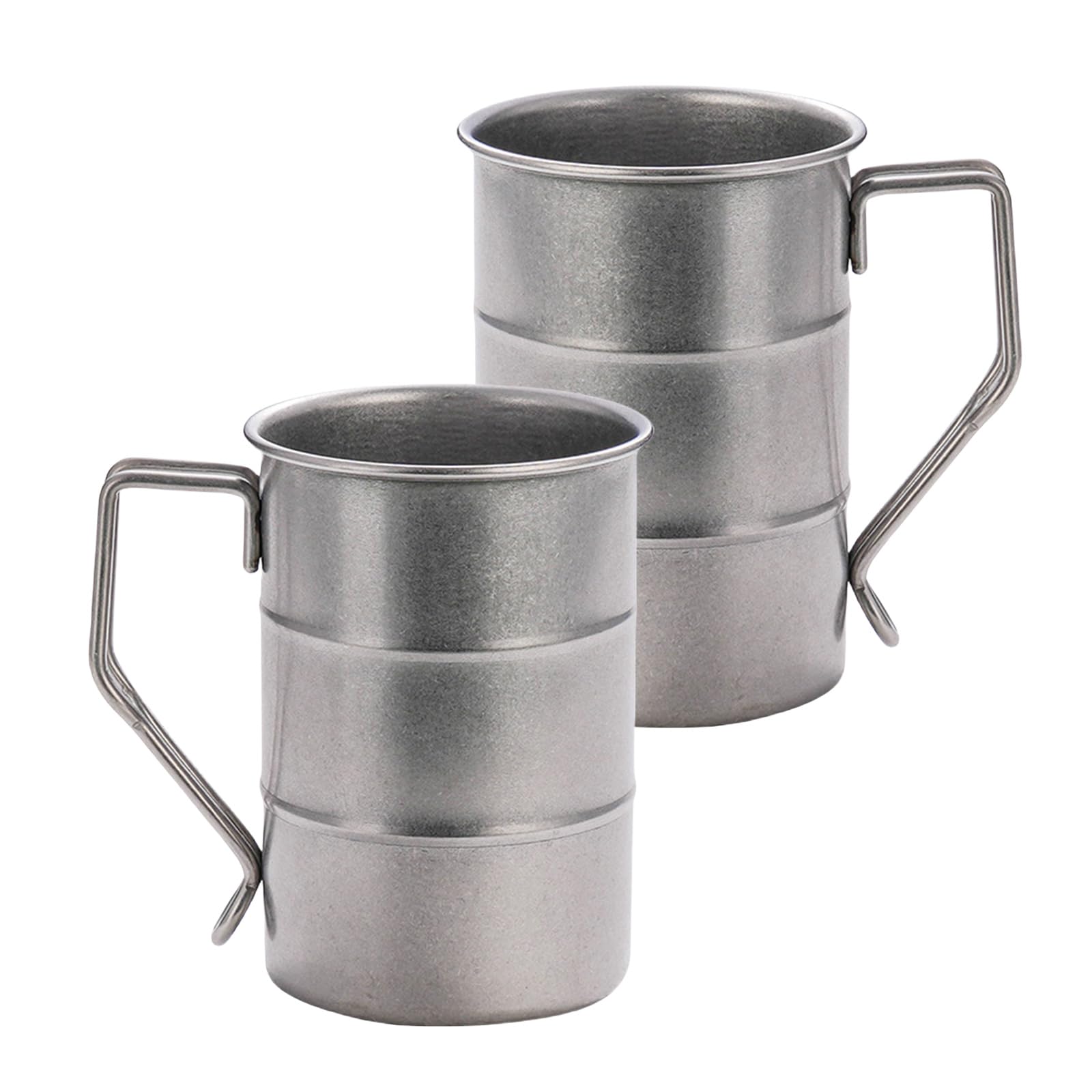 MICFENY 2pcs 350ml Stainless Steel Coffee Mug with Handle Industrial Cup for Hot or Cold Drink Beverages Drinking Utensils
